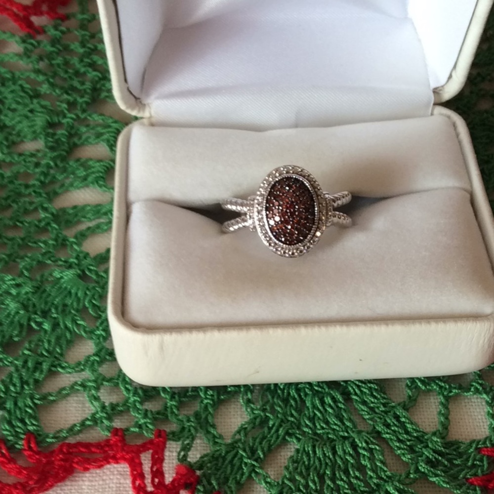 Sterling ring red diamond pave’